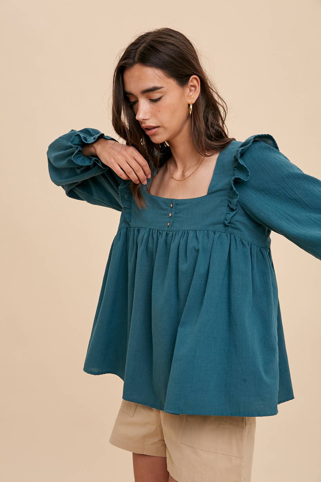 Tie-Back Ruffle Shirt