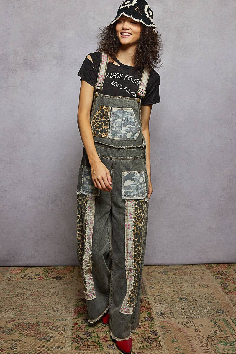 Patchwork & Studs Overalls