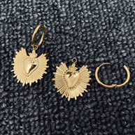 Shine Heart 18K S. Steel Huggie Earrings