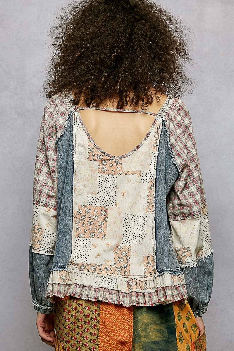 Double Gauze Woven Patch Top