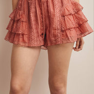 Eyelet Ruffle Tiered Shorts