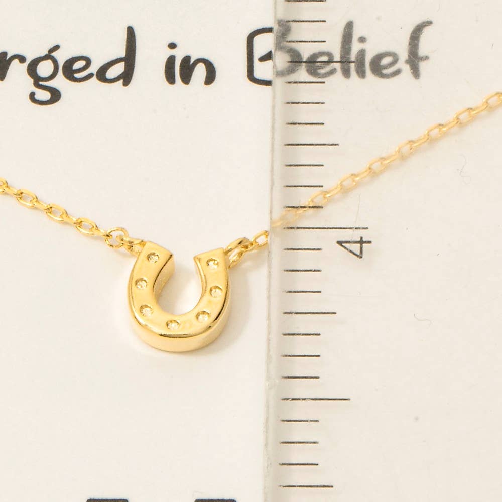 Gold Dipped Western Horse Shoe Pendant Necklace