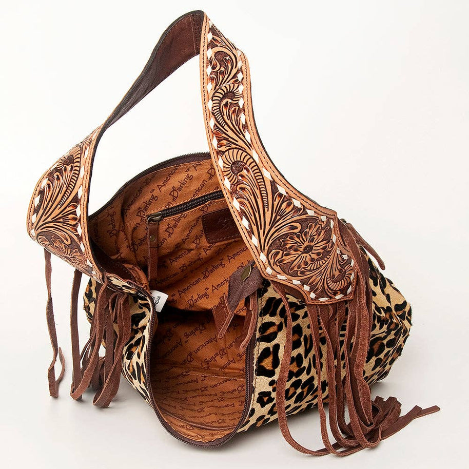 American Darling Hobo Bag Hair-On Hide with Tooled Leather Strap