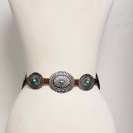 Distressed Leather Belt with Conchos