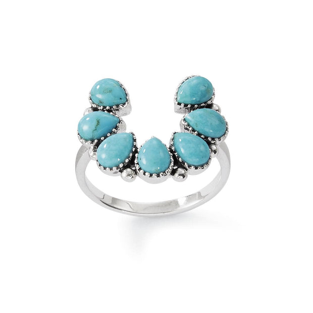 Sterling Silver & Turquoise Squash Blossom Ring