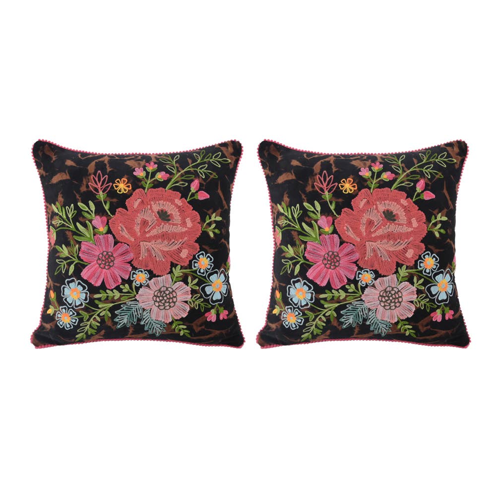 Black Velvet Camo Pillow