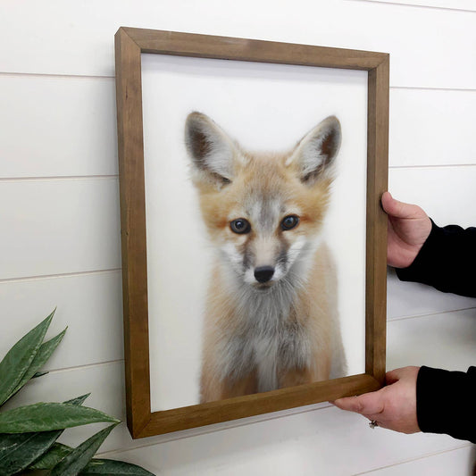 Baby Fox Wood Sign Cute Animal Wall Art