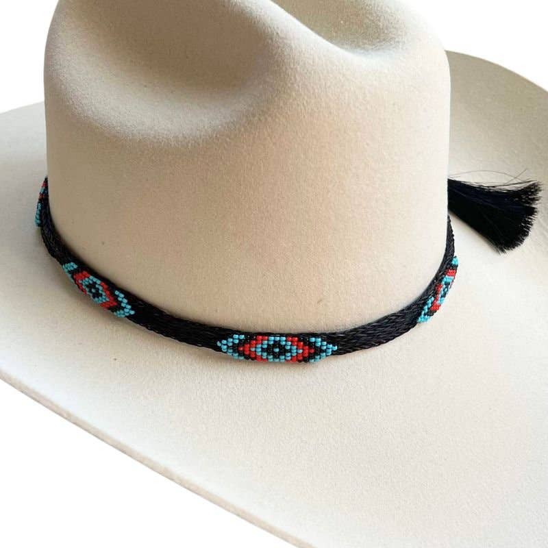 Horsehair Beaded Hat Band - Blue Roan