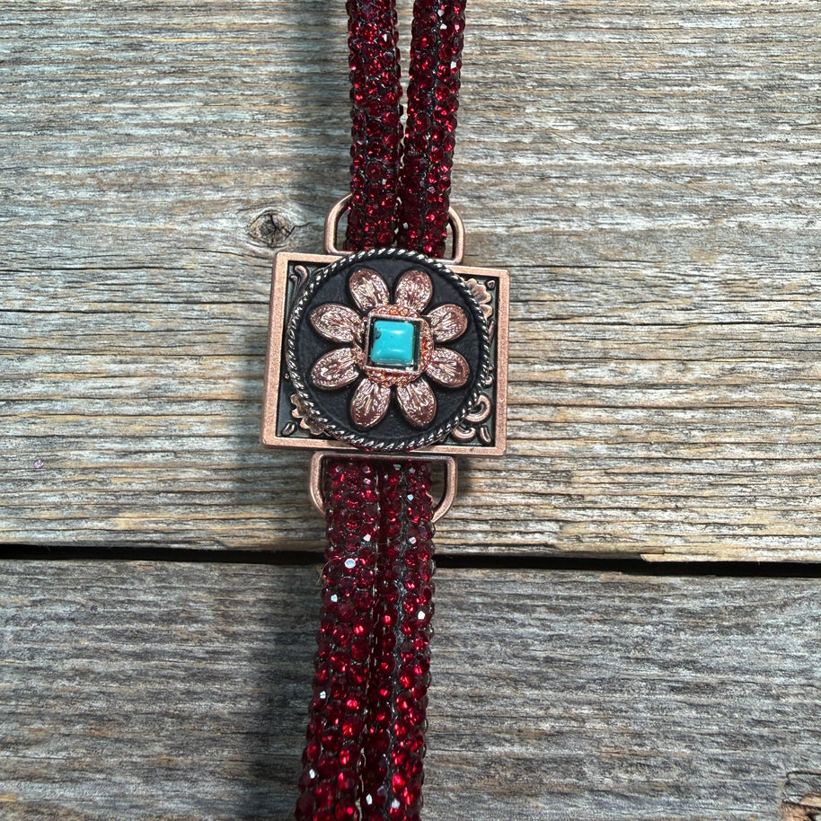 Ruby Rhinestone Bolo, Western Slide
