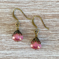 Earthen Beauty Simple Drop Earrings in Raspberry