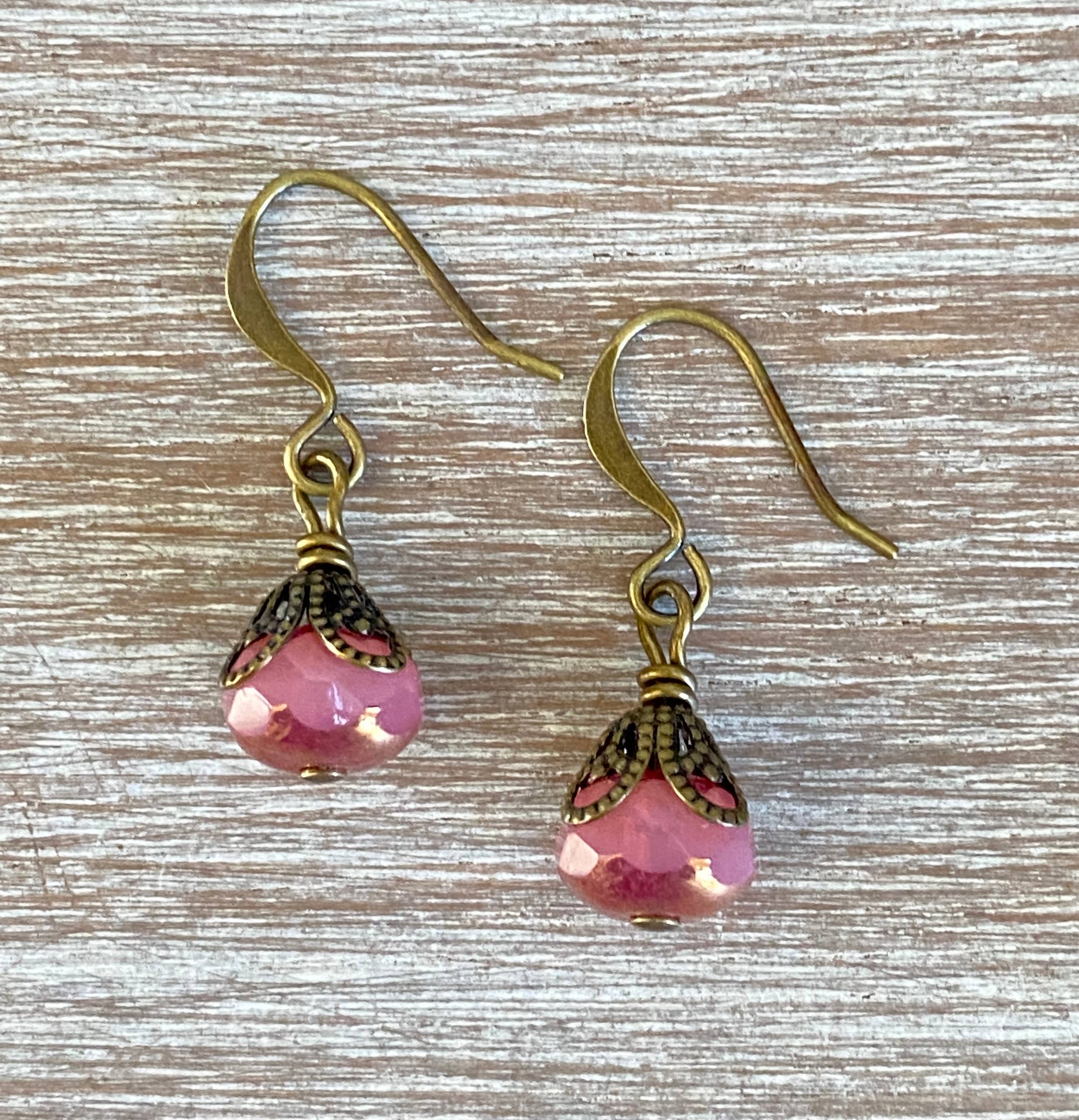 Earthen Beauty Simple Drop Earrings in Raspberry