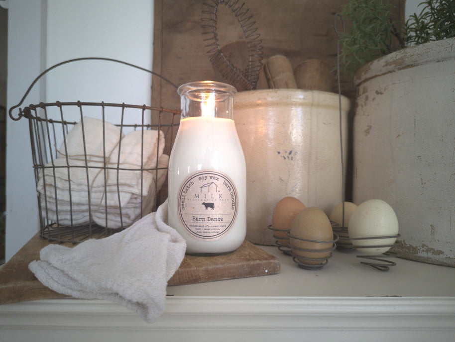Milk Bottle Candle, Be Happy