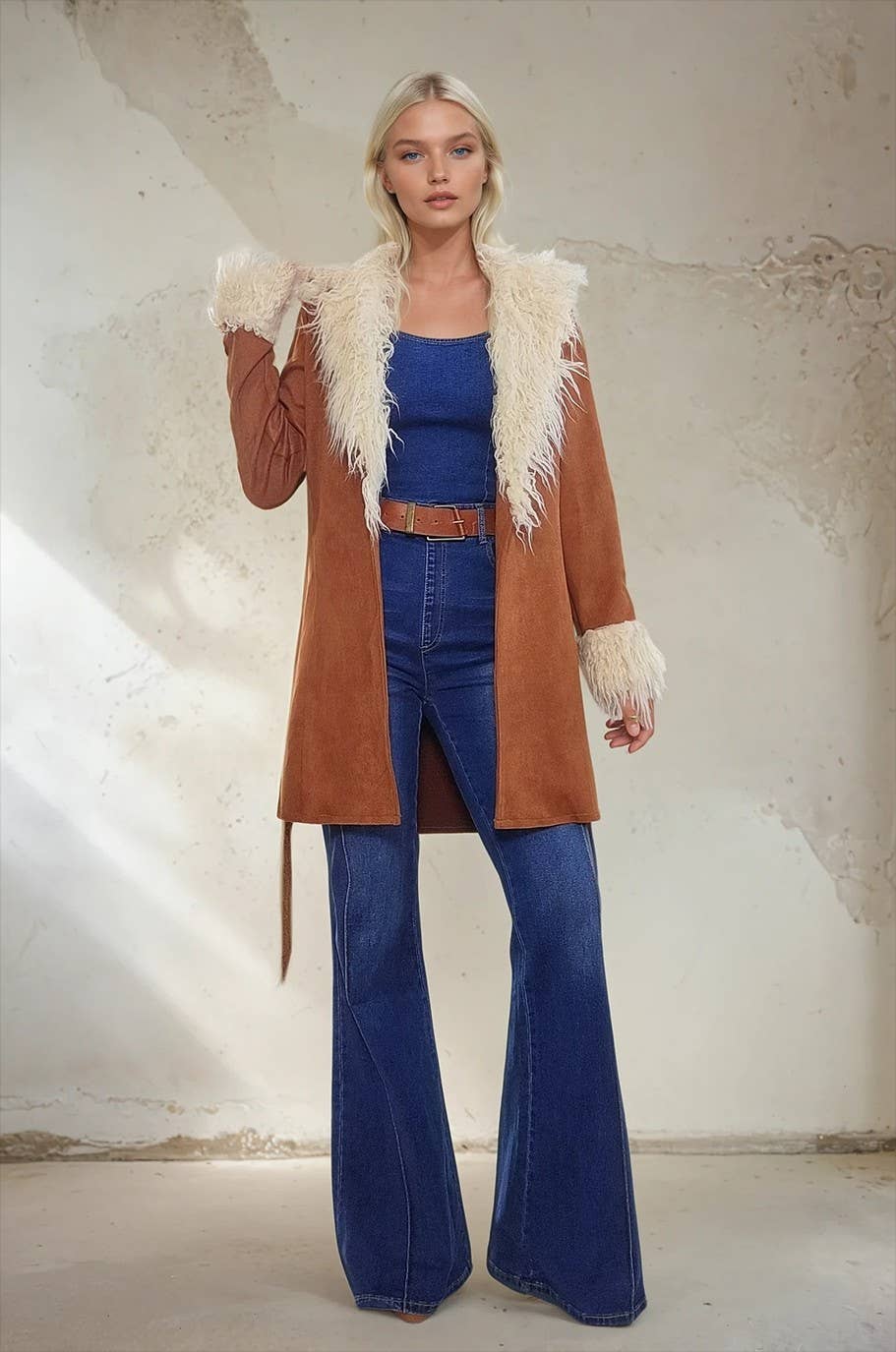 Penny Lane Faux Suede Fur Coat