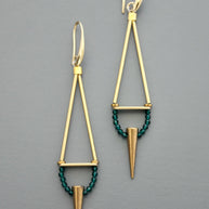 Geometric green onyx spike earrings