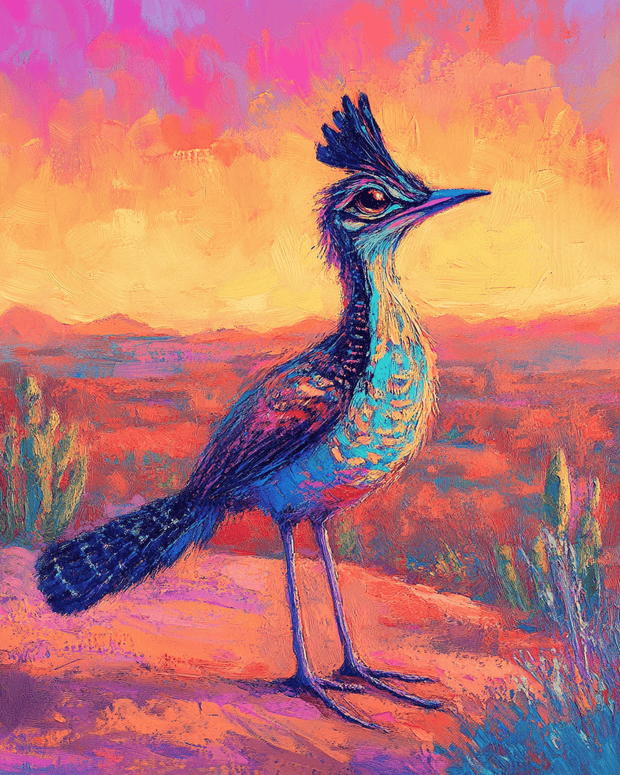 Roadrunner at Sunset - Western and Southwestern Art Prints