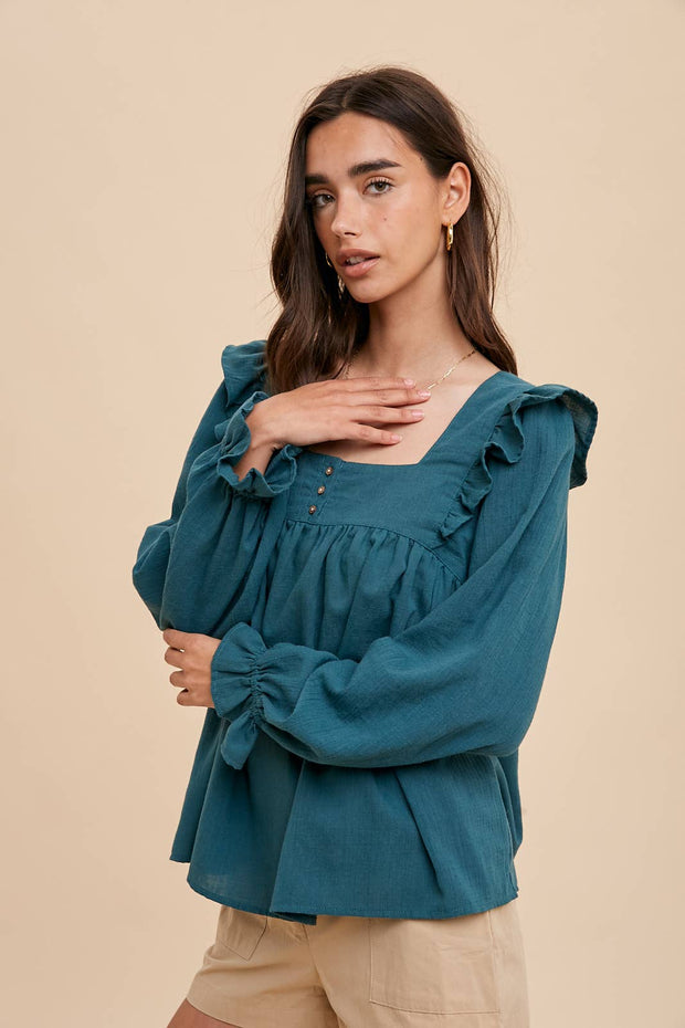 Tie-Back Ruffle Shirt