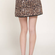 Leopard Printed Sequin Mini Skirt