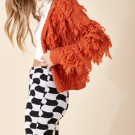 Orange Fringe Cardigan