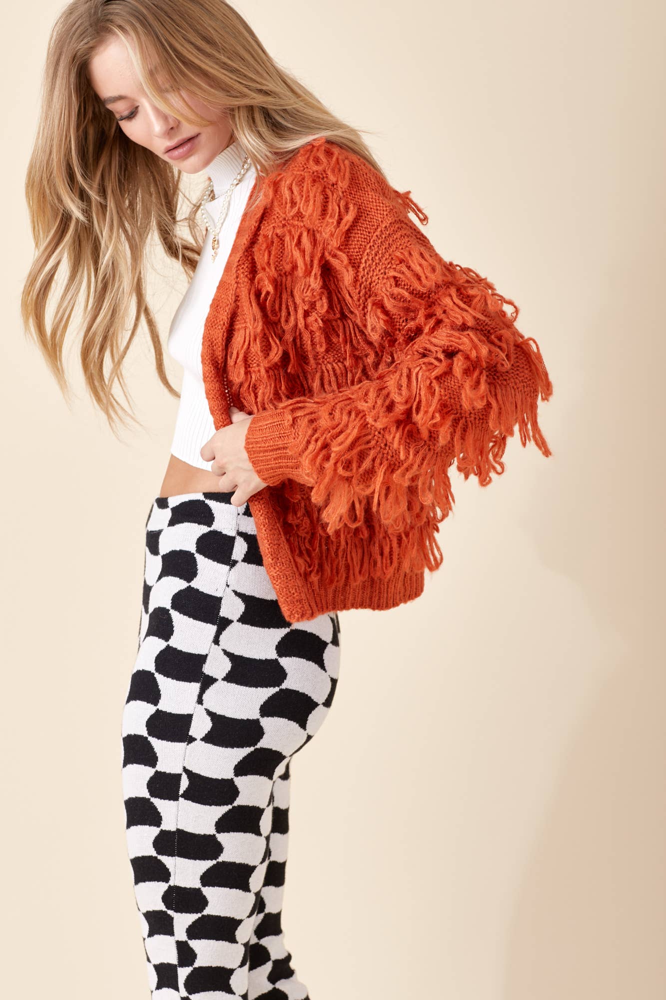 Orange Fringe Cardigan