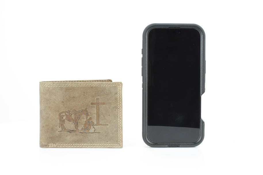 Men’s Bi-Fold Wallet with Praying Cowboy Emboss