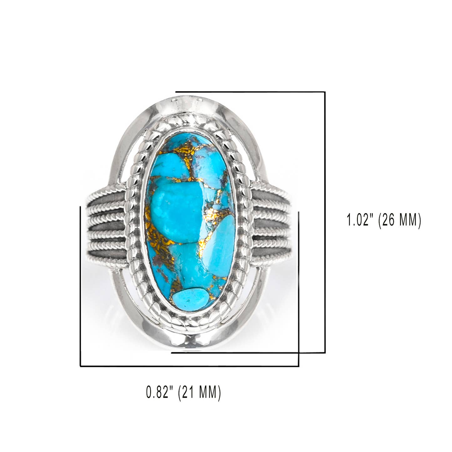 Blue Copper Turquoise Sterling Ring