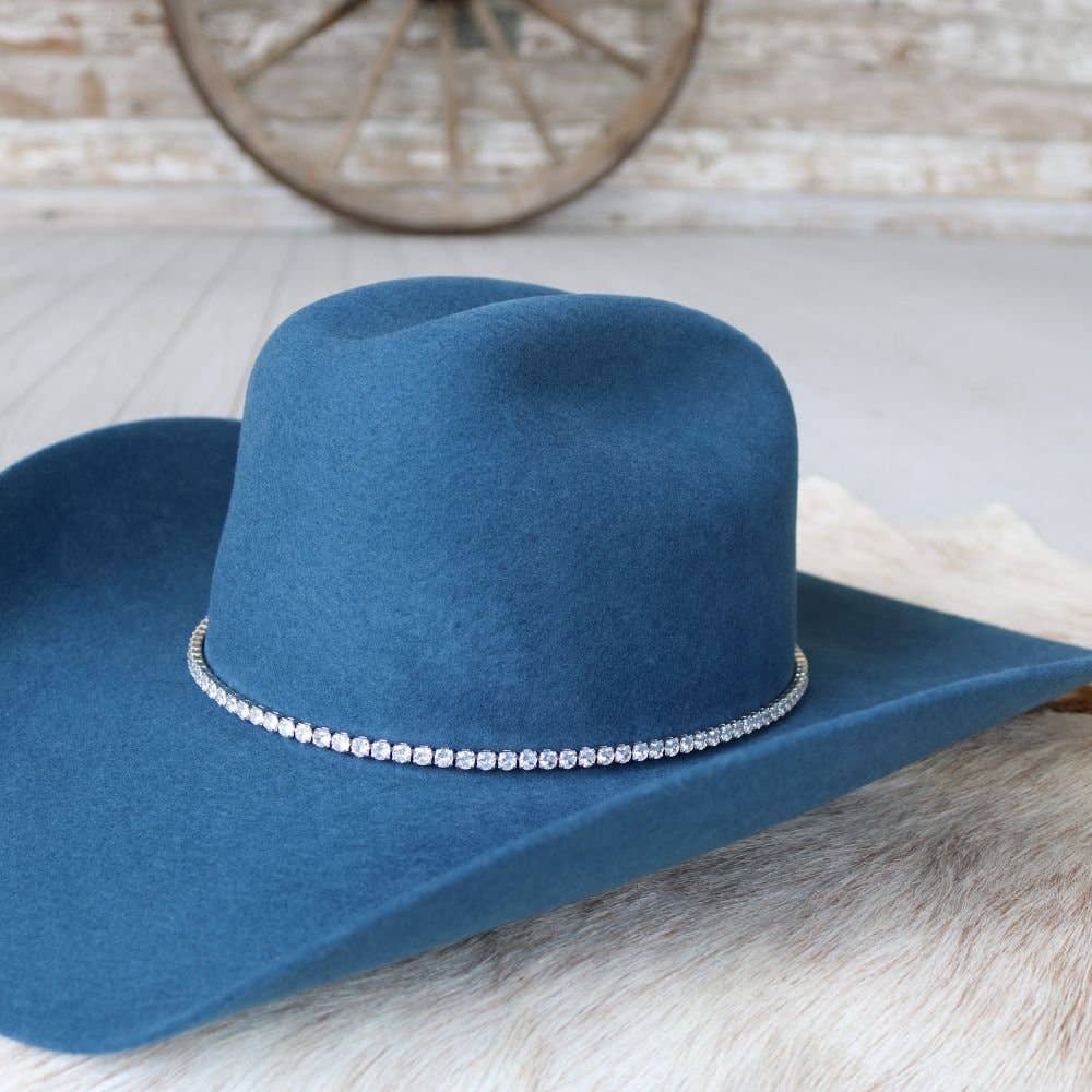 Tennis Chain Rhinestone Rhodium Hat Band - The Jolene