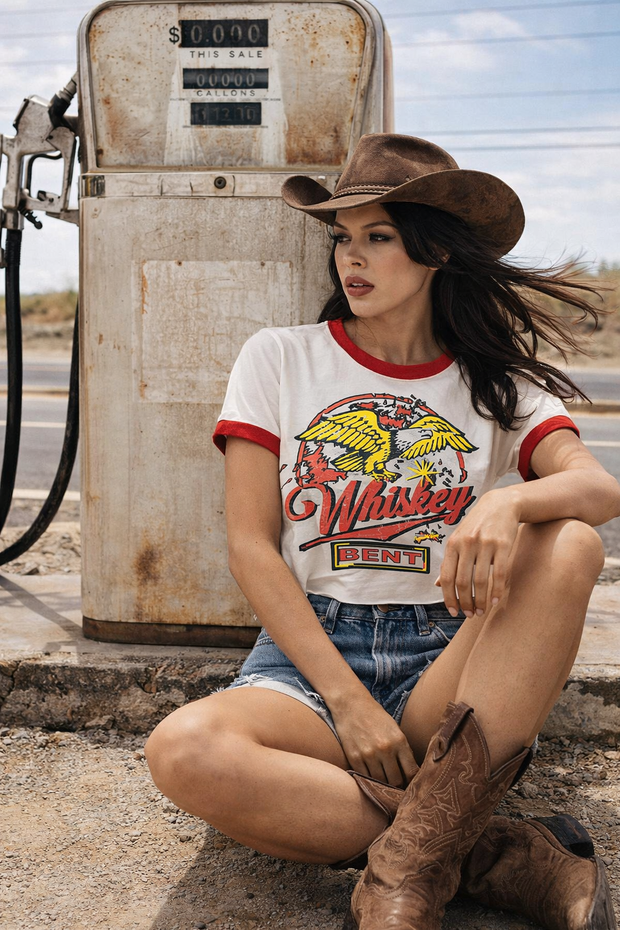 Whiskey Bent Rringer Relaxed Crop T-Shirt