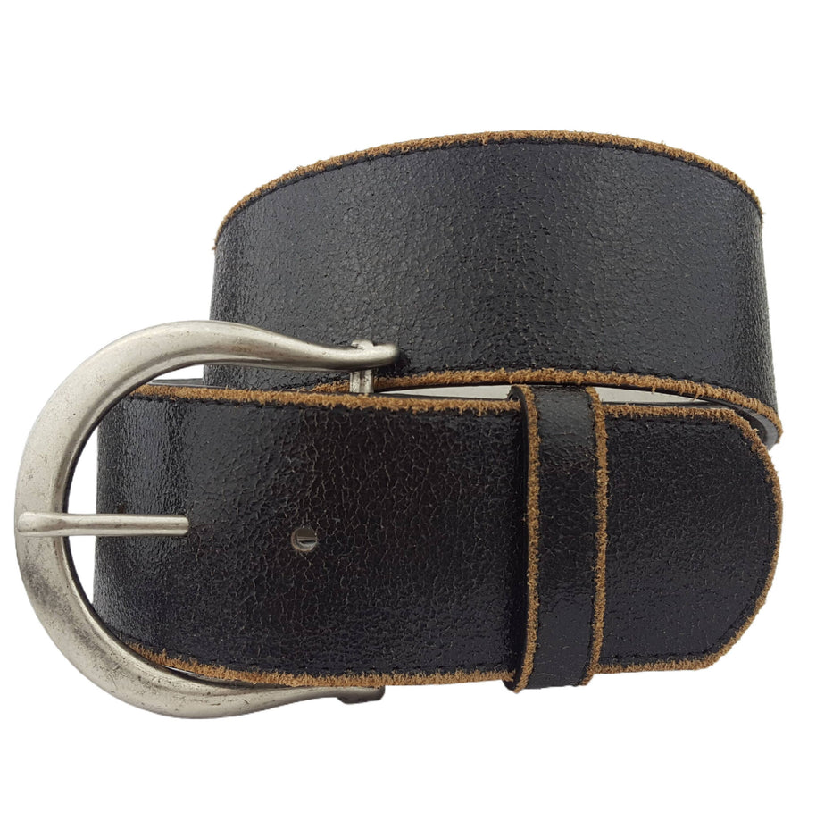 Vintage Leather Belt with Horseshoe  Buckle