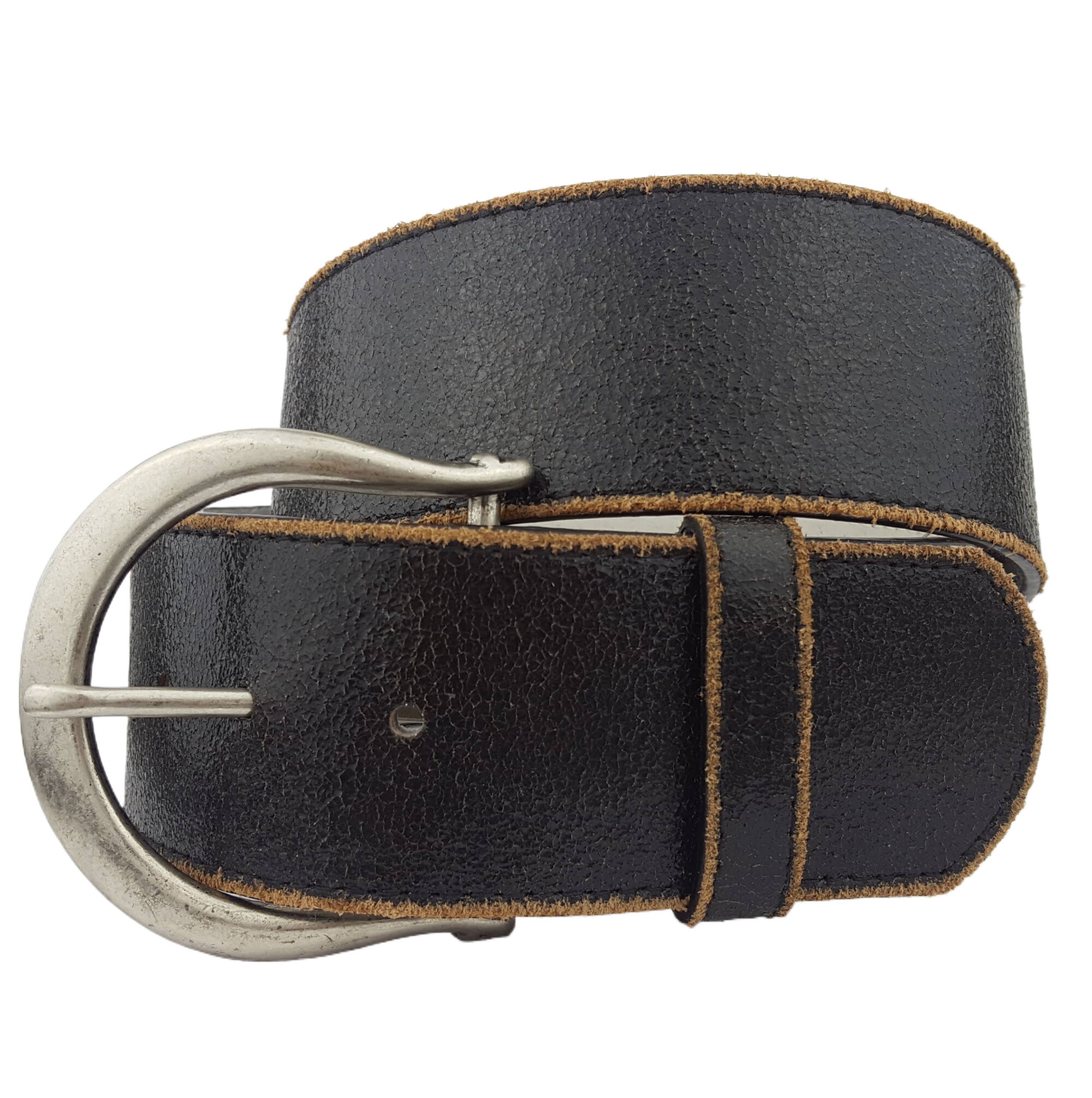 Vintage Leather Belt with Horseshoe  Buckle