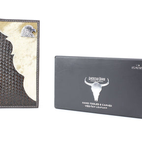 Bison Hide Western Rodeo Wallet with Basket Weave & Concho