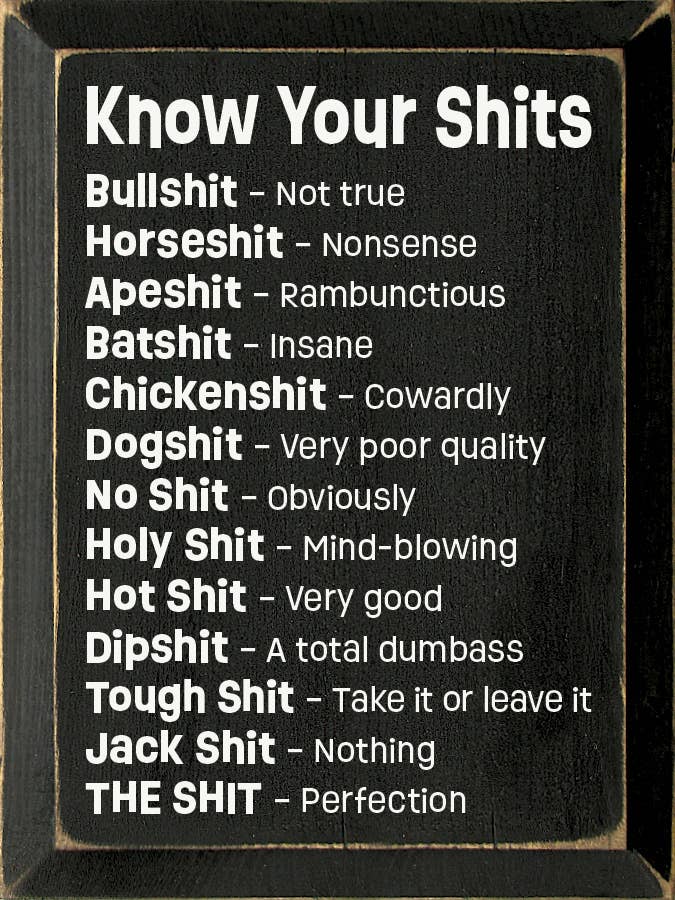 Know Your Shits Sign