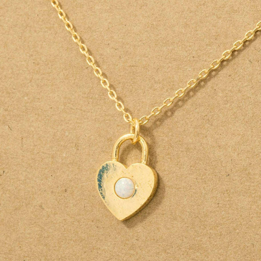 Gold Dipped Dainty Heart Lock Necklace