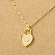 Gold Dipped Dainty Heart Lock Necklace
