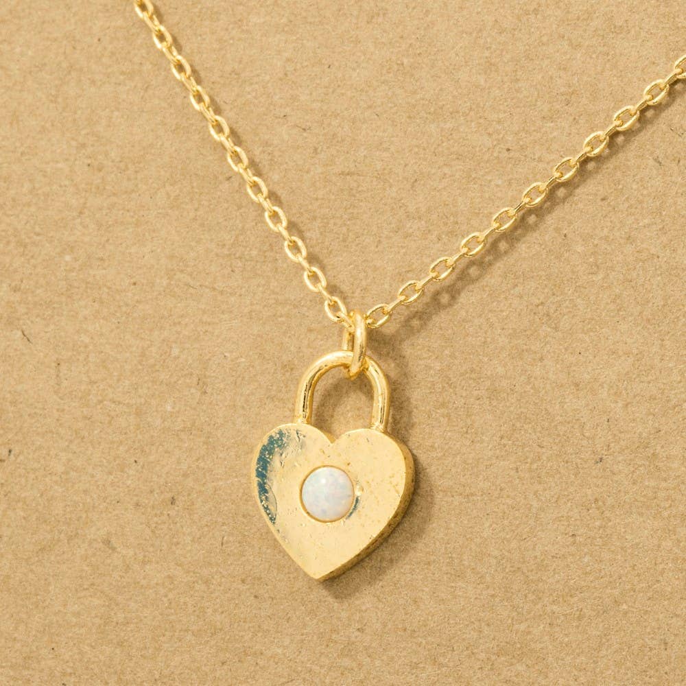Gold Dipped Dainty Heart Lock Necklace