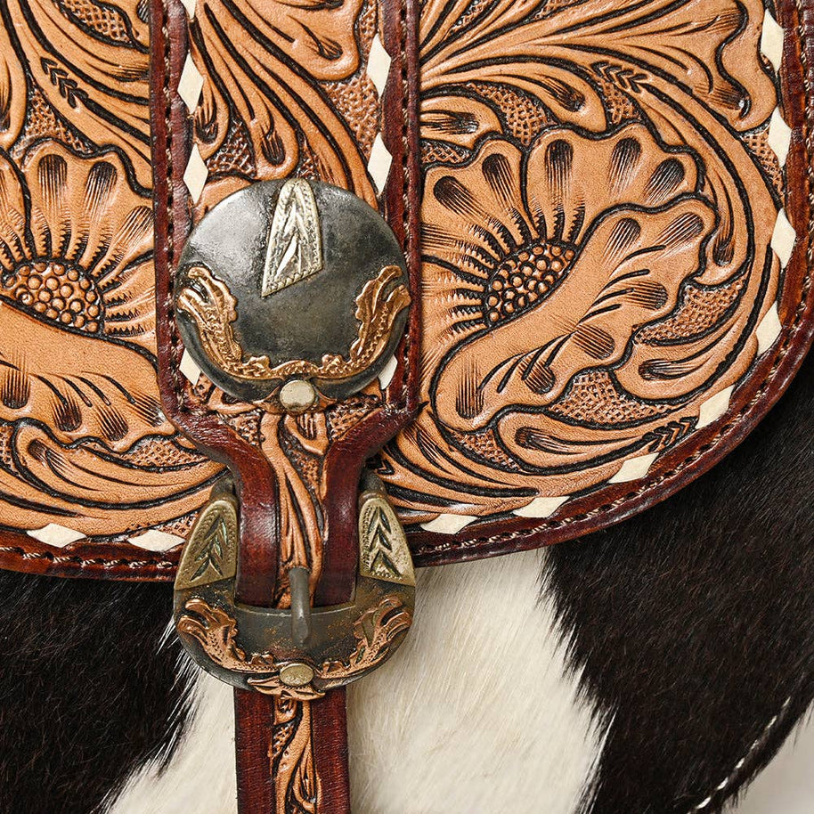 American Darling Western Hair-On Hide Crossbody with Tooled Accents