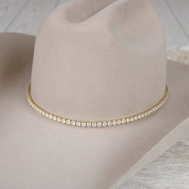 14K Tennis Chain Rhinestone Hat Band – The Dolly