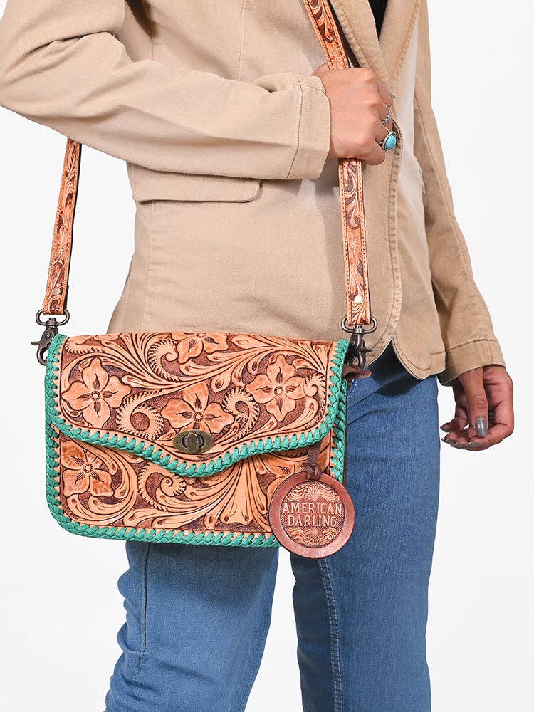 Black & White Tooled Leather Purse