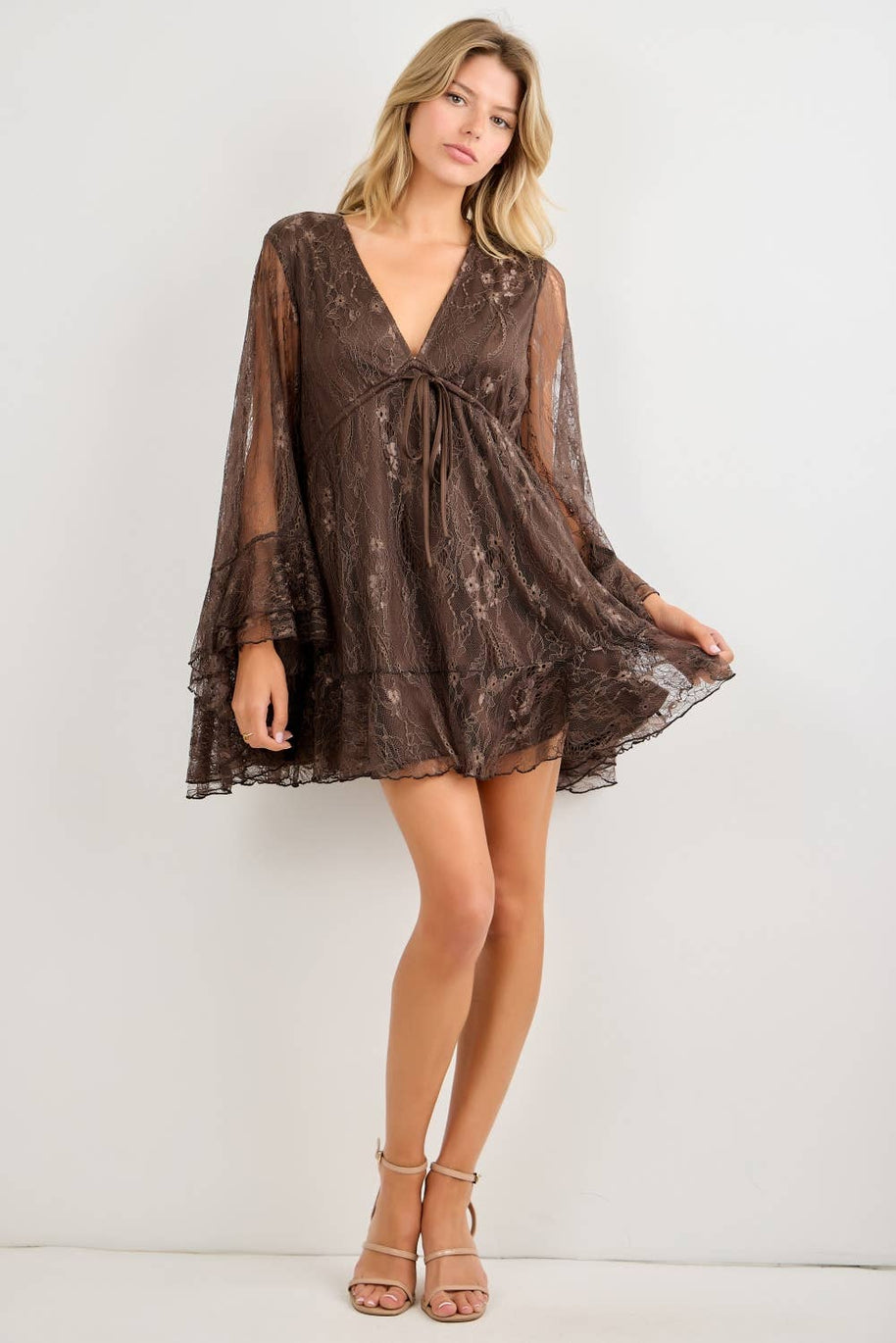 Ruffle Lace Mini Dress