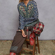 Embroidered Floral Patwork Sweater