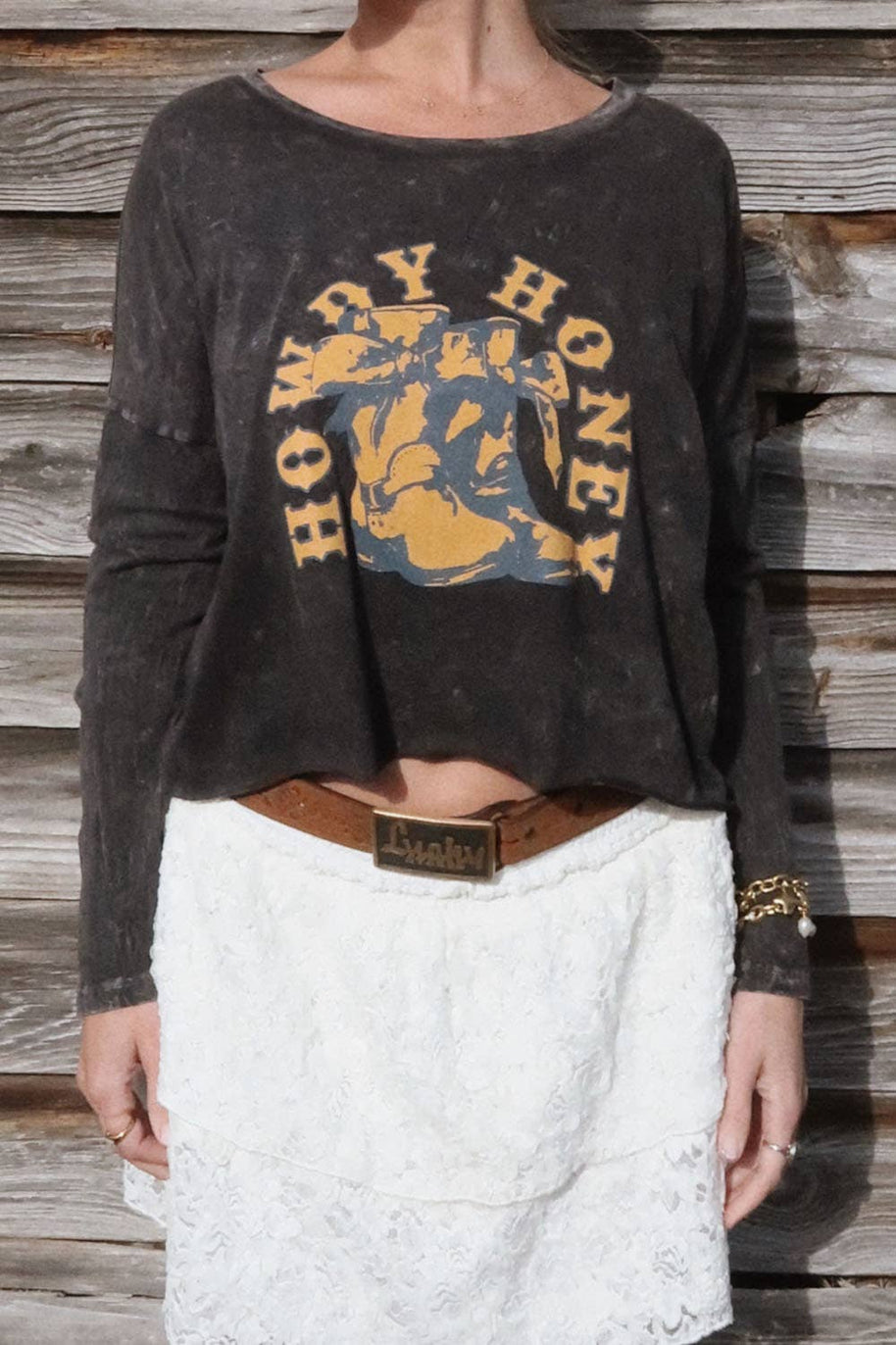 Howdy Honey Long Sleeve Crop Top