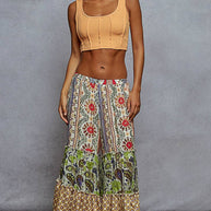 Patterned Wide Leg Pants