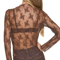 Lace Long-Sleeve Layering Top, Several Colors