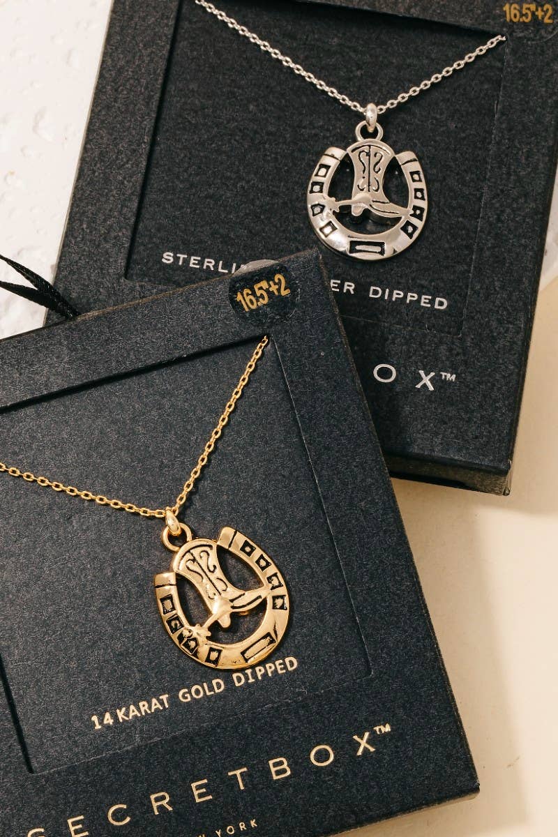 Secret Box Gold Dipped Secret Box Cowboy Boot Necklace