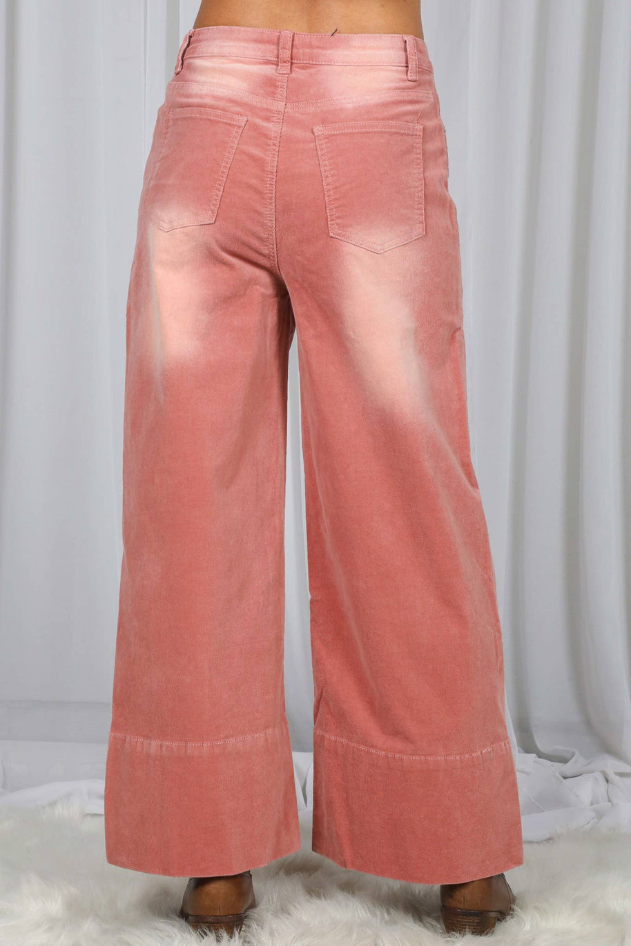 Stone Washed Cotton Corduroy Cropped Pants