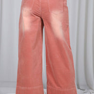 Stone Washed Cotton Corduroy Cropped Pants