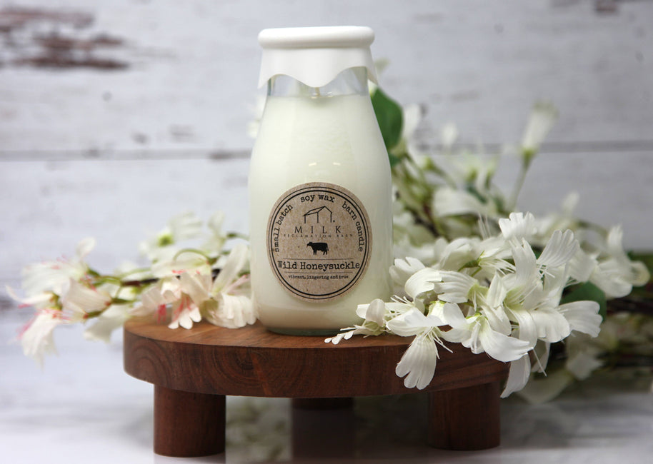 Milk Bottle Candle, Wild Honeysuckle