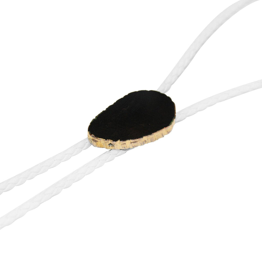 Gemstone Bolo Tie - Onyx (Gold)