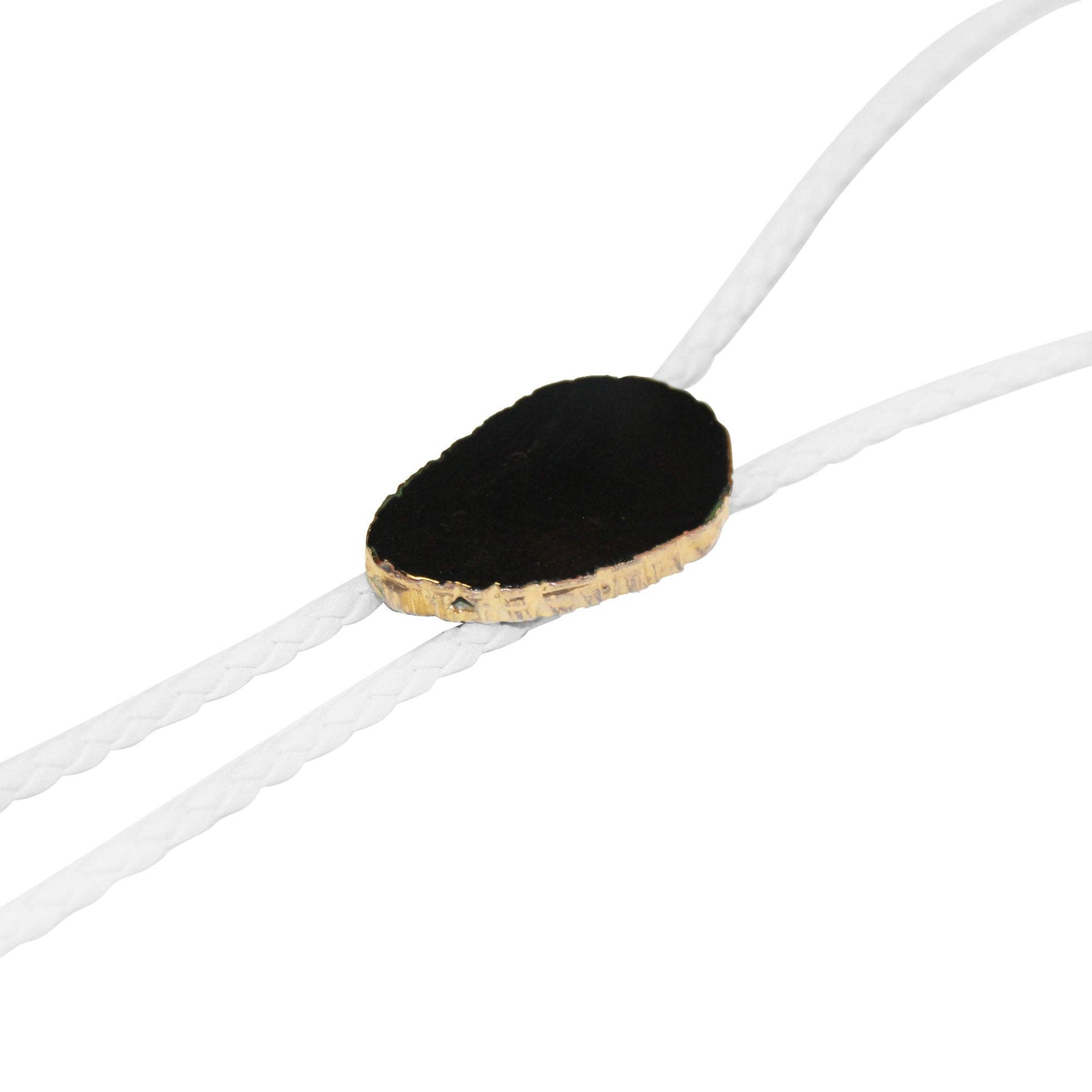 Gemstone Bolo Tie - Onyx (Gold)
