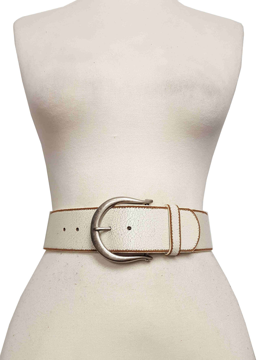 Vintage Leather Belt with Horseshoe  Buckle