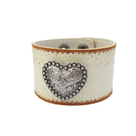 Distressed Leather Bracelet with Heart Concho